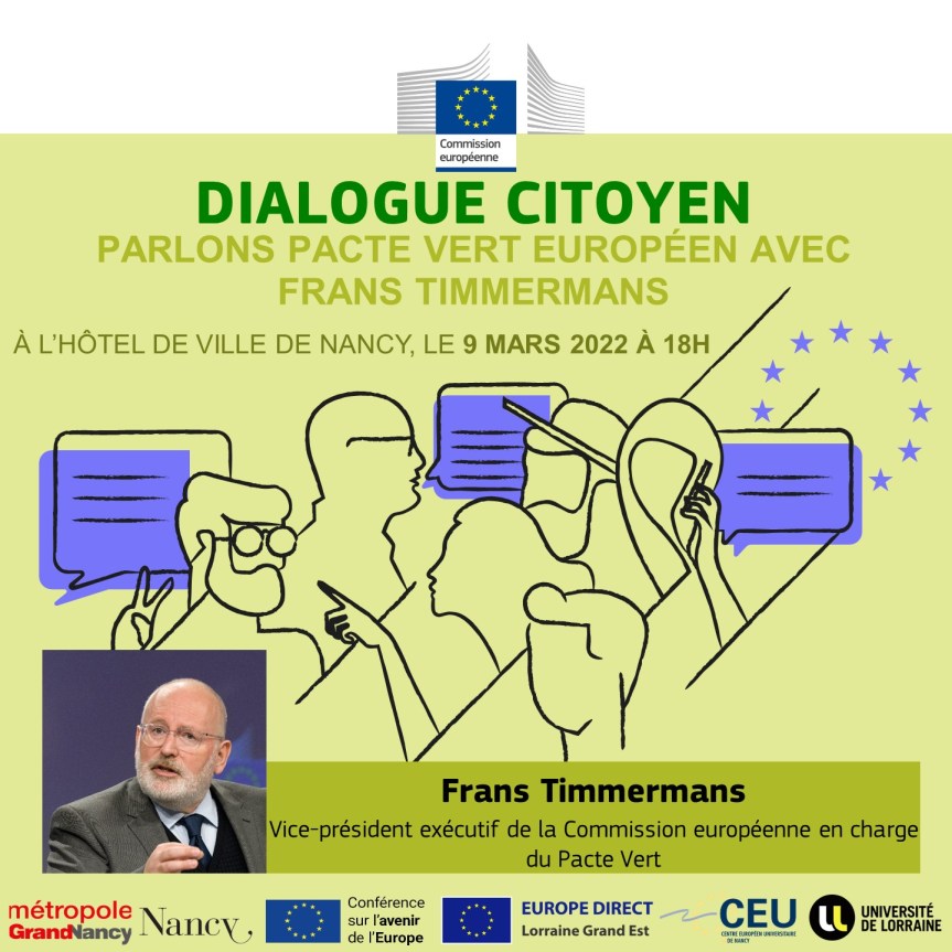 Invitation dialogue citoyen en ligne “Parlons Pacte Vert européen avec Frans Timmermans”